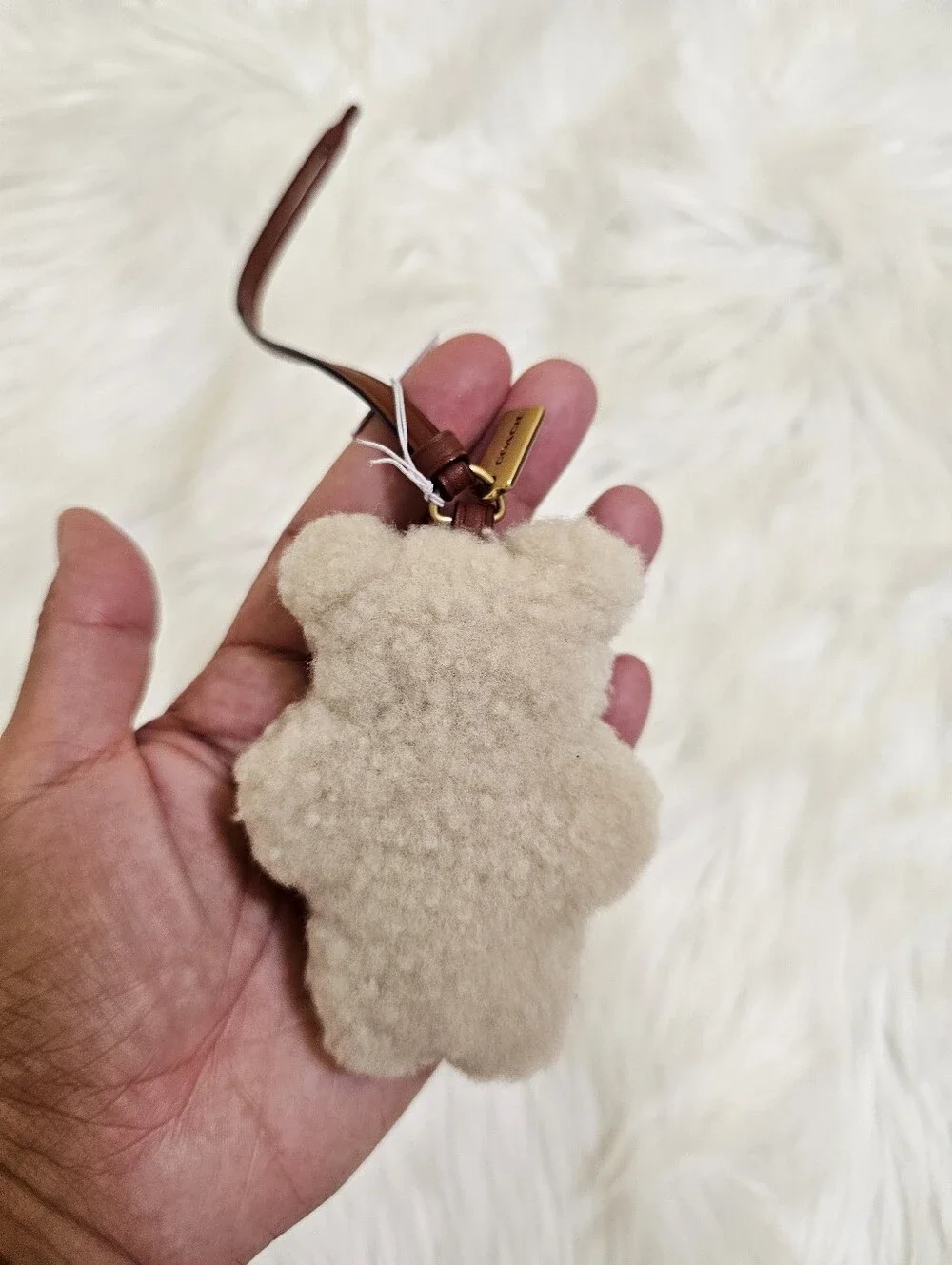 Coach Bear Puffy Bag Charm in Shearling
